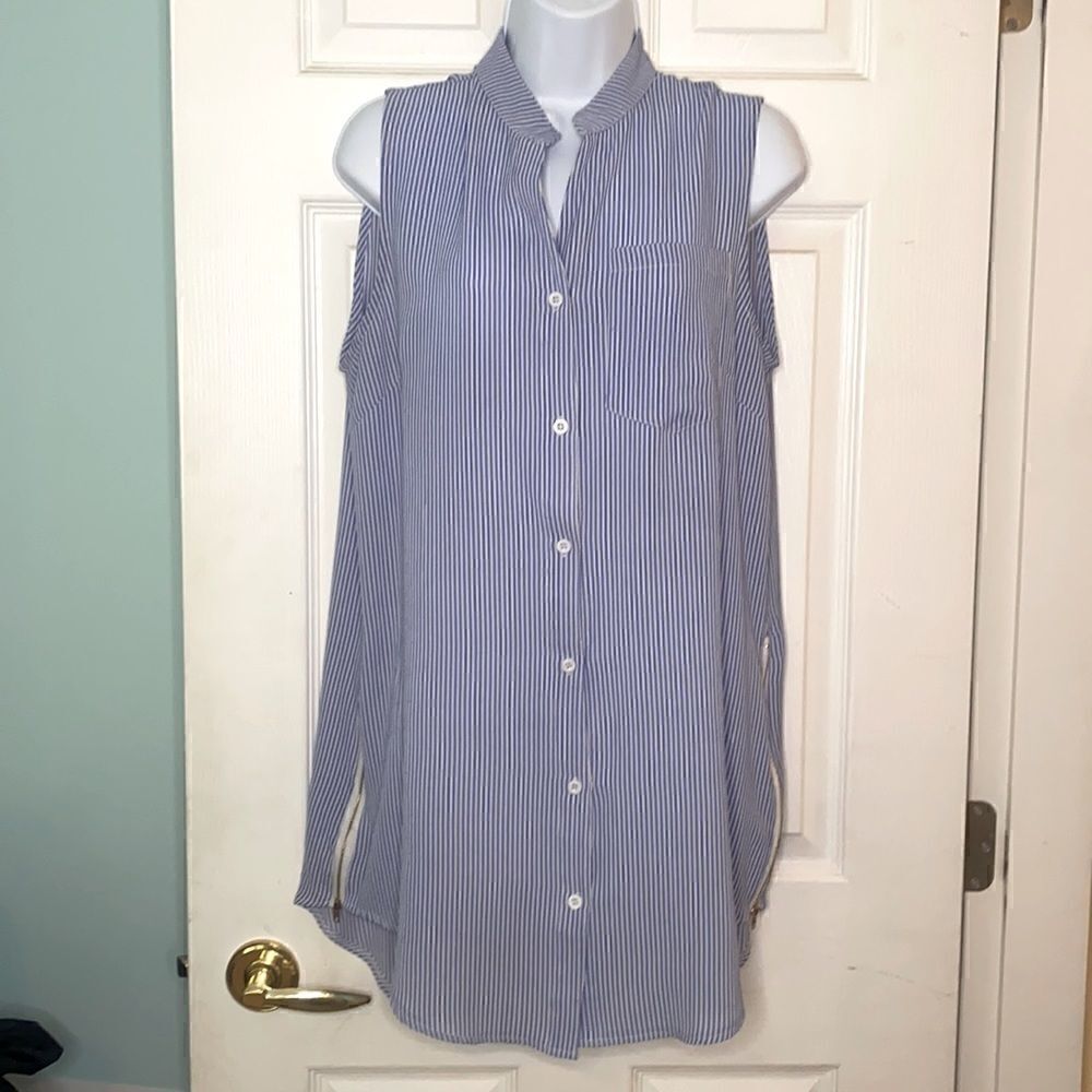 Papillon Tunic Blue White Stripe blouse